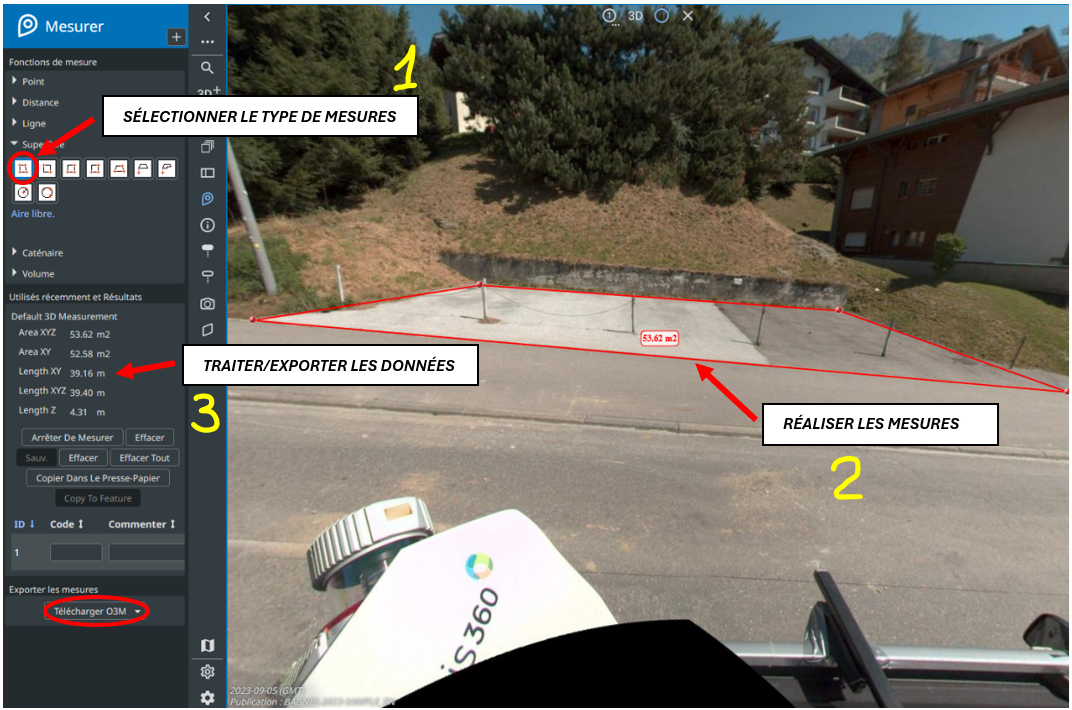 Capture d'écran montrant comment effectuer des mesures de polylignes dans l'onglet mesure.