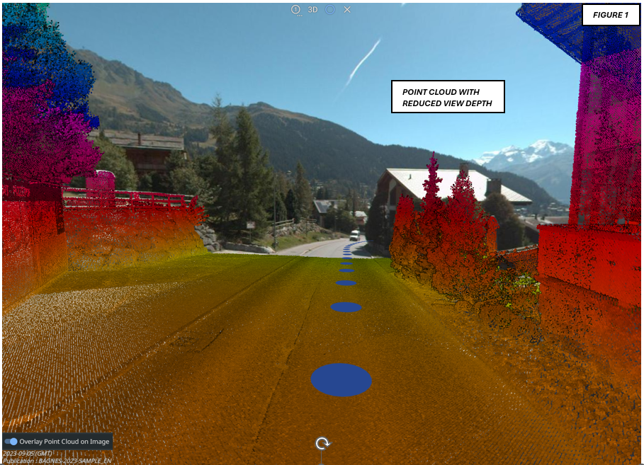 Screenshot showcasing 3D point cloud toggled on the current image