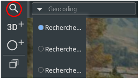 Capture d'écran montrant comment accéder à l'option de géocodage dans la barre latérale.