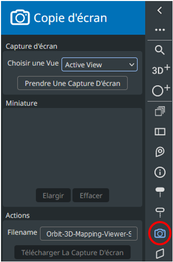 Capture d'écran montrant l'ouverture de l'onglet snapshot dans la barre latérale.